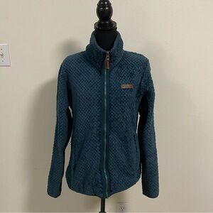 Columbia Jacket Women’s Size Large Dark Teal Full zip high collar fleece Jacket